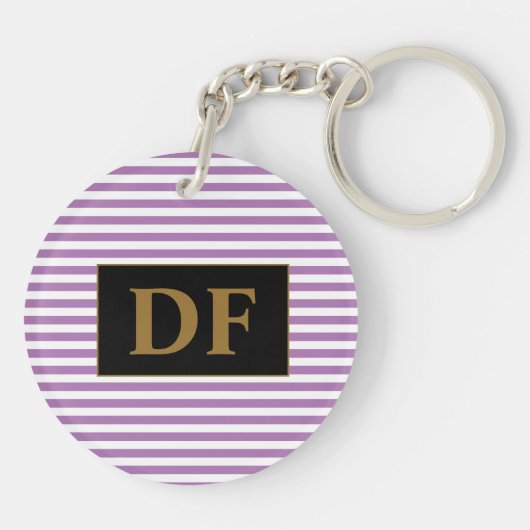 Benutzerdefiniertes Lila/weißes Streifen Schlüsselanhänger (Rückseite)