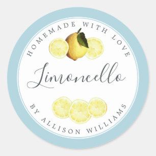 Benutzerdefiniertes Limoncello-Etikett Blaue Leuch Runder Aufkleber