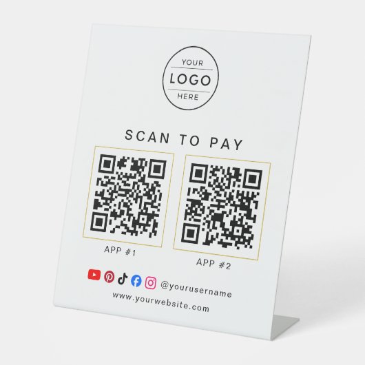 Benutzerdefiniertes Logo 2 QR-Code Social Media Ge Sockelschild (Vorderseite)