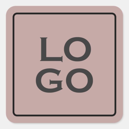 Benutzerdefiniertes Logo auf Dusty Pink mit Rahmen Quadratischer Aufkleber (Vorderseite)