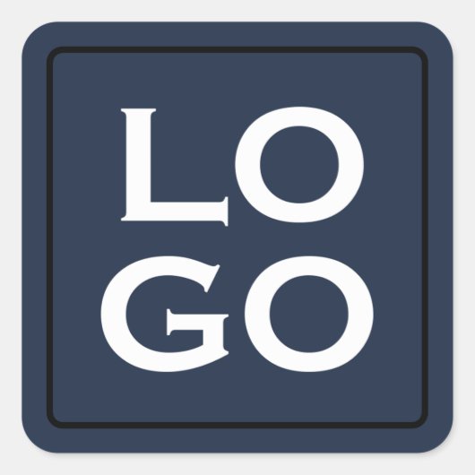 Benutzerdefiniertes Logo auf Navy Blue mit Frame Quadratischer Aufkleber (Vorderseite)