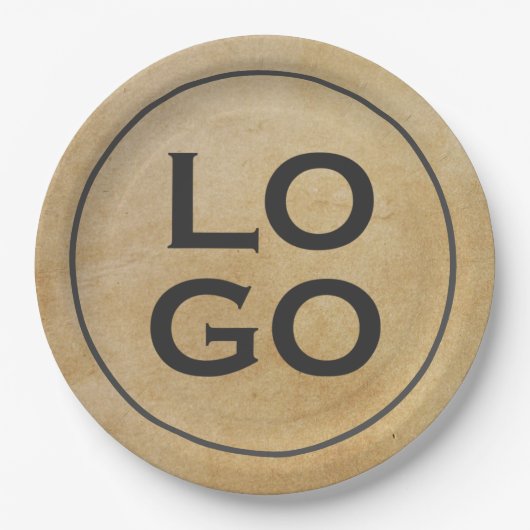 Benutzerdefiniertes Logo auf rustikalem Pergament Pappteller (Vorderseite)