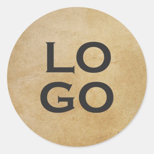 Benutzerdefiniertes Logo auf rustikalem Pergament Runder Aufkleber (Vorderseite)
