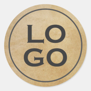 Benutzerdefiniertes Logo auf rustikalem Pergament Runder Aufkleber