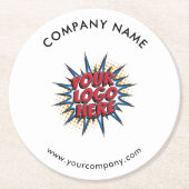 Benutzerdefiniertes Logo, benutzerdefinierter Text Runder Pappuntersetzer (Vorderseite)