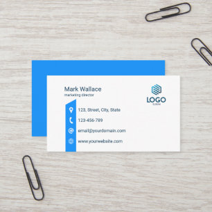 Benutzerdefiniertes Logo Blau Minimal Corporate IT Visitenkarte