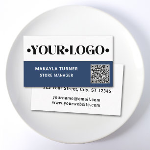 Benutzerdefiniertes Logo Blau QR-Code Visitenkarte