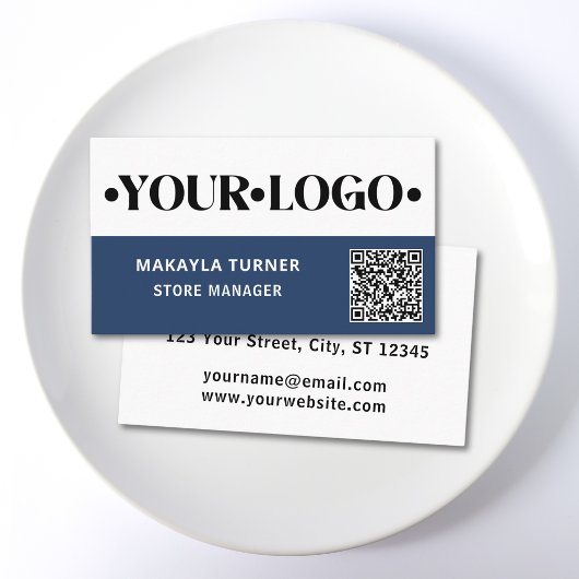 Benutzerdefiniertes Logo Blau QR-Code Visitenkarte