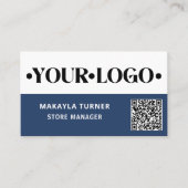 Benutzerdefiniertes Logo Blau QR-Code Visitenkarte (Vorderseite)
