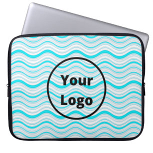 Benutzerdefiniertes Logo, blau und weiß, Streifen Laptopschutzhülle