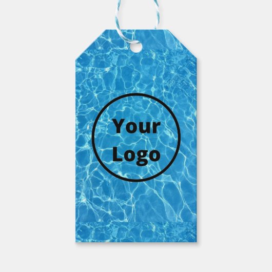 Benutzerdefiniertes Logo blaues Wasser texturiert Geschenkanhänger (Vorderseite)