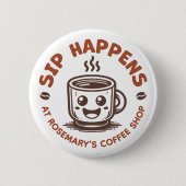Benutzerdefiniertes Logo Coffee Shop Café Button (Vorderseite)