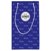 Benutzerdefiniertes Logo Danke, Muster Blau Kleine Geschenktüte (Rückseite)