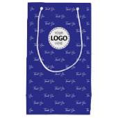 Benutzerdefiniertes Logo Danke, Muster Blau Kleine Geschenktüte (Vorderseite)