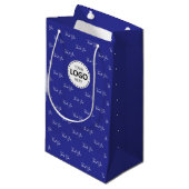 Benutzerdefiniertes Logo Danke, Muster Blau Kleine Geschenktüte (Vorderseite Schrägansicht)