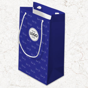 Benutzerdefiniertes Logo Danke, Muster Blau Kleine Geschenktüte