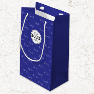 Benutzerdefiniertes Logo Danke, Muster Blau Kleine Geschenktüte