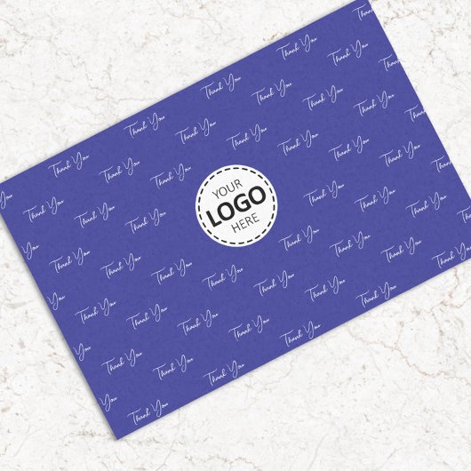 Benutzerdefiniertes Logo Danke, Muster Blau Seidenpapier