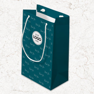 Benutzerdefiniertes Logo Dankeschön Muster Türkis Kleine Geschenktüte