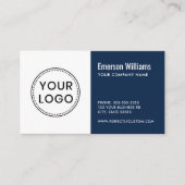 Benutzerdefiniertes Logo dunkelblau, modern minima Visitenkarte (Vorderseite)