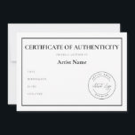 Benutzerdefiniertes Logo-Echtheitszertifikat für K Feiertagskarte<br><div class="desc">Fügen Sie Ihr Logo zu diesem Echtheitszertifikat für Kunstwerke hinzu. Passen Sie Ihren Künstlernamen und alle anderen Textfelder an,  um Ihre Bedürfnisse oder Ihr Projekt Anzug.</div>