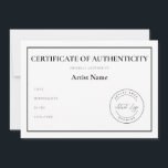 Benutzerdefiniertes Logo-Echtheitszertifikat für K Feiertagskarte<br><div class="desc">Fügen Sie Ihr Logo zu diesem Echtheitszertifikat für Kunstwerke hinzu. Passen Sie Ihren Künstlernamen und alle anderen Textfelder an,  um Ihre Bedürfnisse oder Ihr Projekt Anzug.</div>