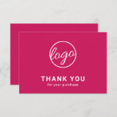 Benutzerdefiniertes Logo Einfach Fuschia Hot-Pink- Dankeskarte (Vorne/Hinten)