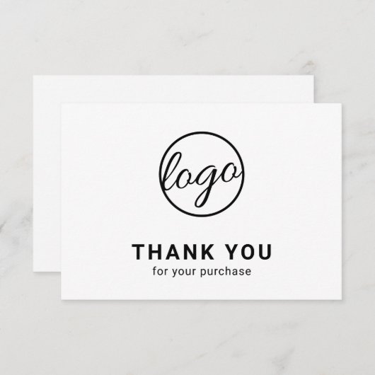 Benutzerdefiniertes Logo Einfach Schwarz und Weiß Dankeskarte (Vorne/Hinten)