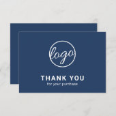 Benutzerdefiniertes Logo Einfache moderne blaue Na Dankeskarte (Vorne/Hinten)