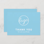 Benutzerdefiniertes Logo Einfache moderne Lichtbla Dankeskarte (Vorne/Hinten)