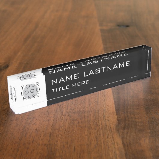 Benutzerdefiniertes Logo Einfache Schwarz-weiße Be Namensplakette (Seite)
