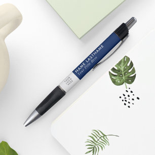 Benutzerdefiniertes Logo EleganBlue White Name Tit Kugelschreiber