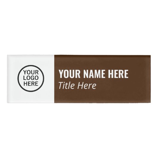 Benutzerdefiniertes Logo Eleganbraun Weißer Titel Namenschild (Vorderseite)