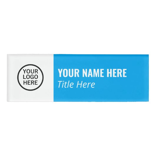 Benutzerdefiniertes Logo EleganLight Blue White Ma Namenschild (Vorderseite)