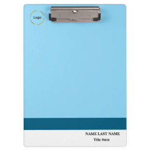 Benutzerdefiniertes Logo Elegant Dusty Blue Weiß Klemmbrett