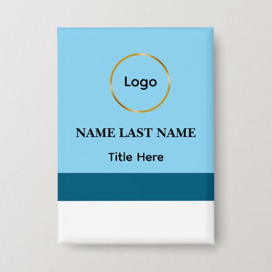 Benutzerdefiniertes Logo Elegant Dusty Blue Weiß M Button (Vorderseite)