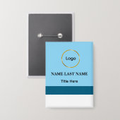 Benutzerdefiniertes Logo Elegant Dusty Blue Weiß M Button (Vorderseite/Rückseite)