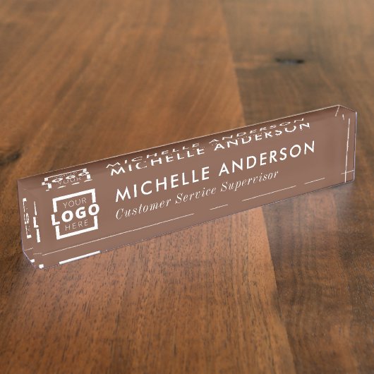 Benutzerdefiniertes Logo Elegant Modernes Minimali Namensplakette (Seite)