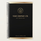 Benutzerdefiniertes Logo Elegant Schwarz Gold Planer (Vorderseite)