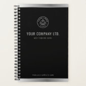 Benutzerdefiniertes Logo Elegant Schwarz Silber Planer (Vorderseite)