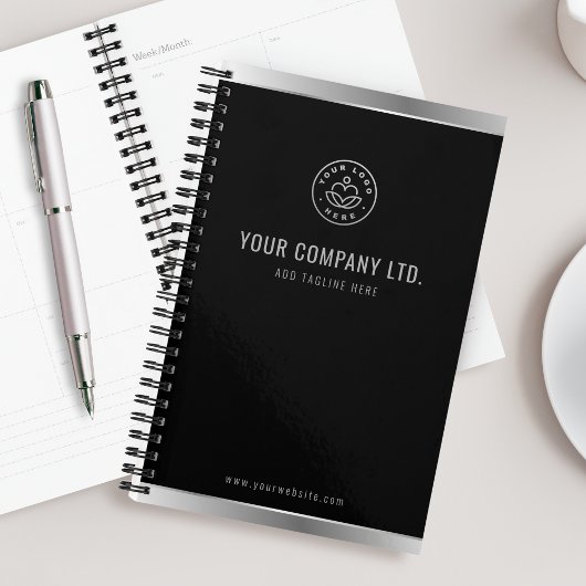 Benutzerdefiniertes Logo Elegant Schwarz Silber Planer