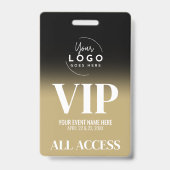 Benutzerdefiniertes Logo Elegante Black Gold VIP Ausweis (Rückseite)