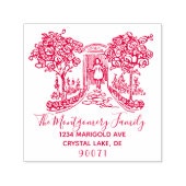 Benutzerdefiniertes Logo Elegante Familienname-Rüc Permastempel (Design)