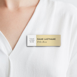 Benutzerdefiniertes Logo Elegante Imitate Gold Whi Namenschild