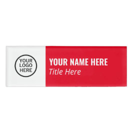 Benutzerdefiniertes Logo Elegante Red White Magnet Namenschild