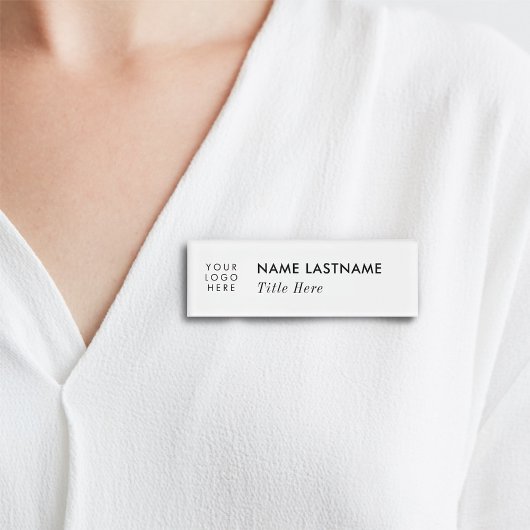 Benutzerdefiniertes Logo Elegante Simple White Mag Namenschild