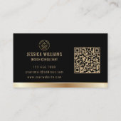Benutzerdefiniertes Logo Eleganter Black Gold QR C Visitenkarte (Rückseite)