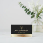 Benutzerdefiniertes Logo Eleganter Black Gold QR C Visitenkarte (Stehend Vorderseite)