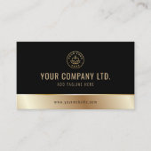 Benutzerdefiniertes Logo Eleganter Black Gold QR C Visitenkarte (Vorderseite)