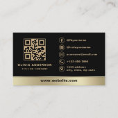 Benutzerdefiniertes Logo Eleganter Black Gold QR C Visitenkarte (Vorderseite)